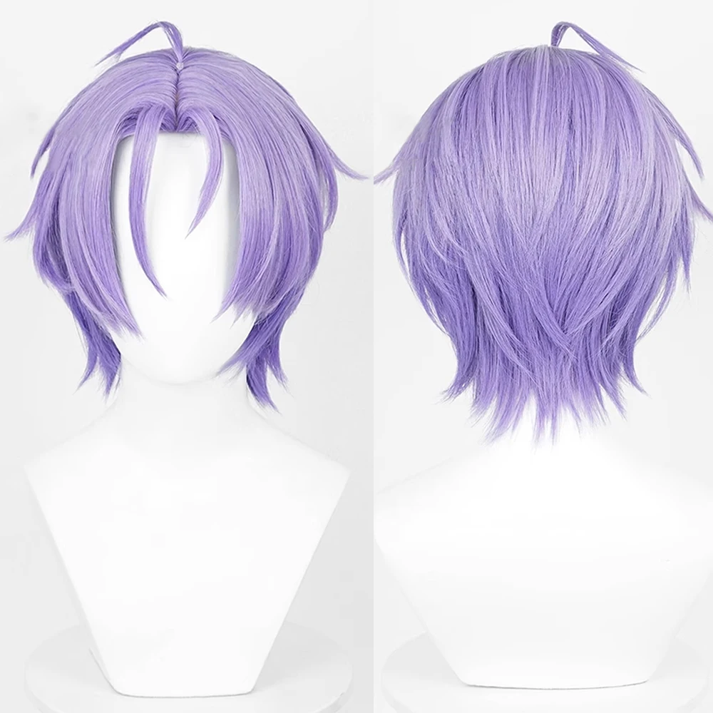 

NU Carnival Kuya Wig Synthetic Men Short Long Straight Purple Game Cosplay Fluffy Heat Resistant Hair Wig For Party