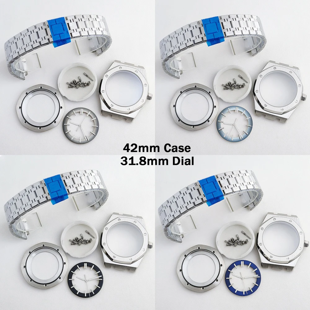 42mm Case NH70 Case 31.8mm Dial Stainless Steel Octagonal Case Green Luminous Dial Compatible With NH70 NH72 Automatic Movement