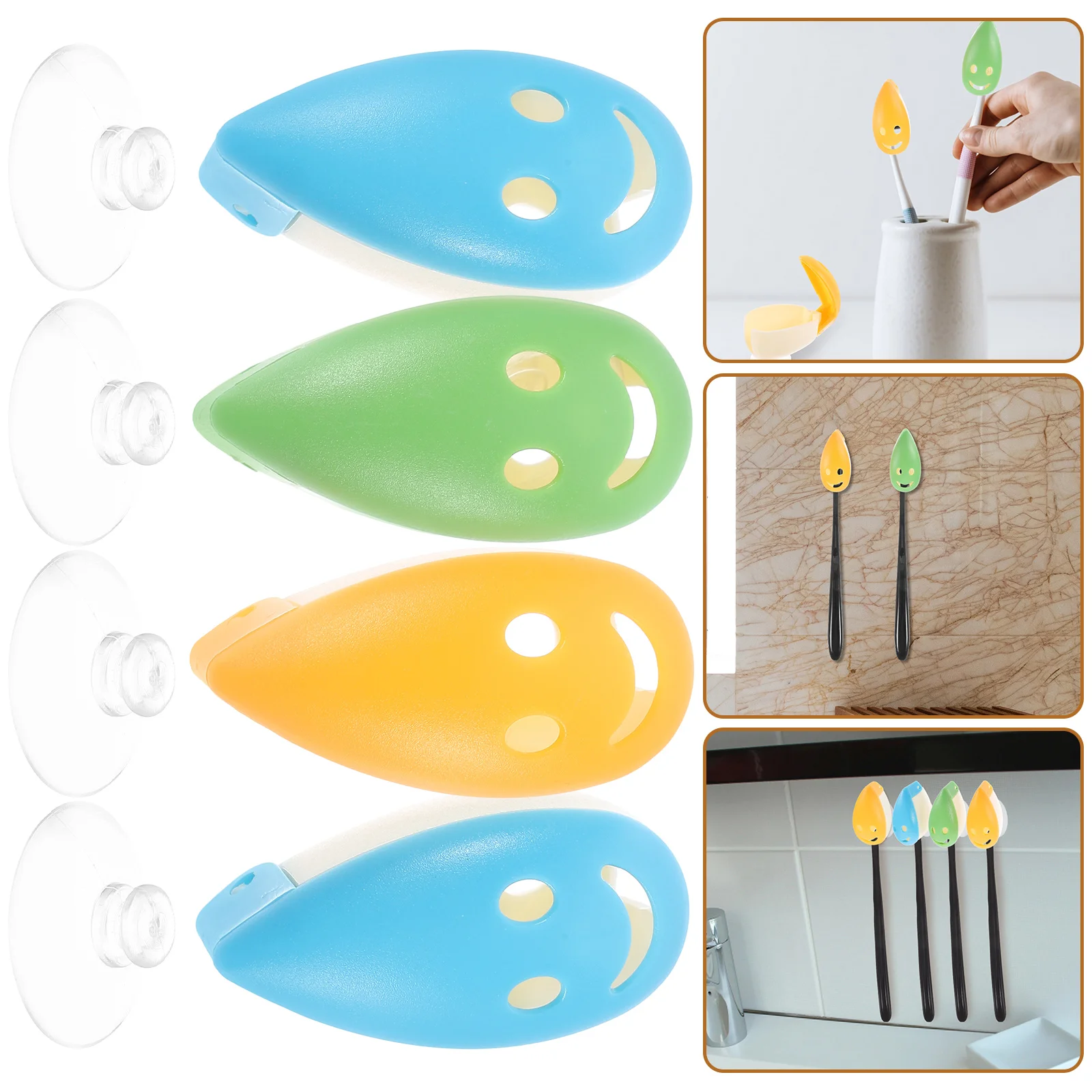 

4 Pcs Electric Tooth Brush Toothbrush Stand Cover Smile Holders Storage Box Baby