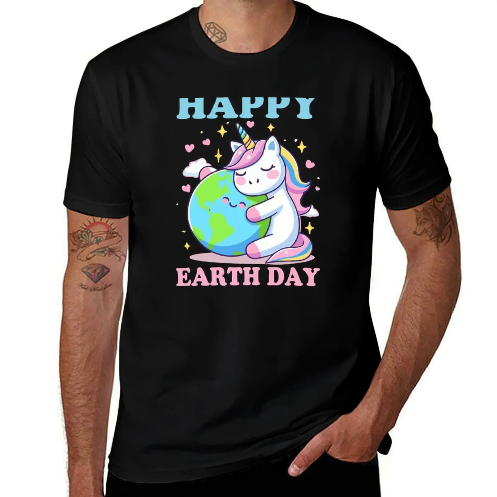 Unicorn Earth Day Environmental Awareness Groovy Girls boys T-Shirt Casual All Match Tee Shirt for Men T-Shirt