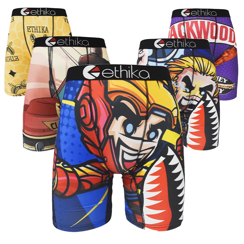 

ETHIKA Men Underwear Boxers Breathable Sexy Print Men's Panties Lingerie Male Underpants Man Boxer Briefs Trunks Plus Size XXXL