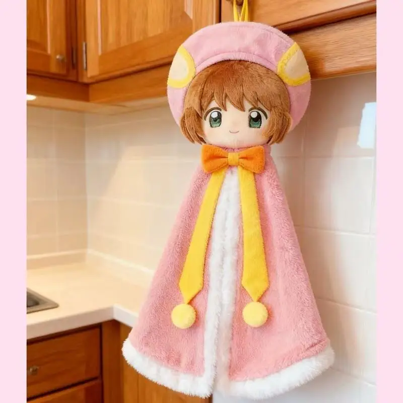 

New Creative Magic Card Girl Sakura Hand Towel Embroidered Sunny Doll Magic Girl Small Sakura Plush Toy Furry Stuffed Animal
