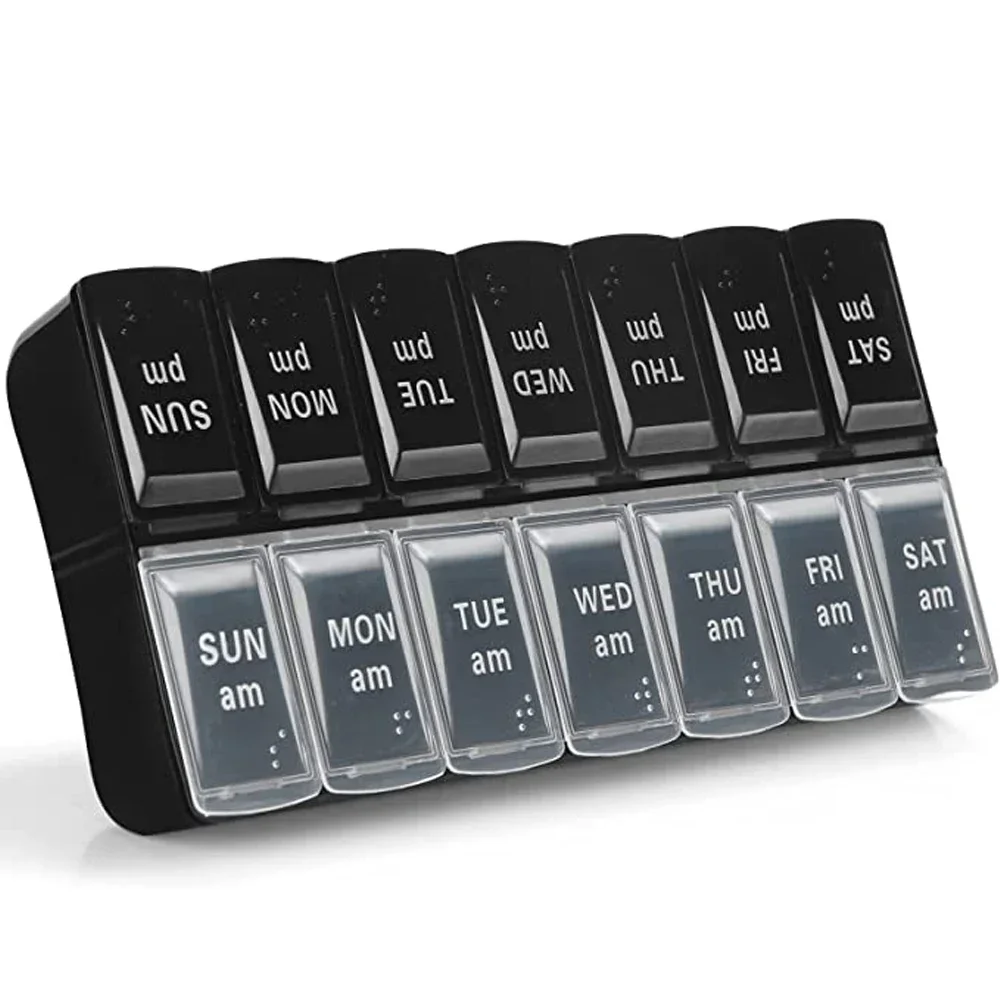 7 Days a Week Pill Organizer Morning and Night Pill Holder Storage Box Splitter Travel Medicine Organizer Portable Medicine And