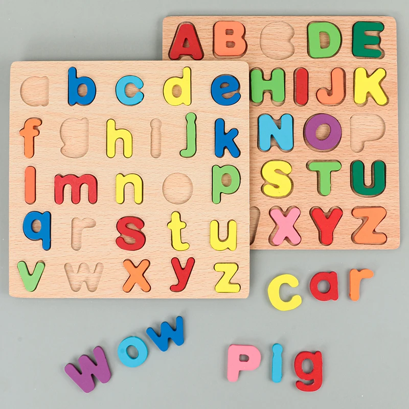 Kinder Alphabetische Arithmetik Zahl Geometrische Formen Holz Puzzle Montessori Vorschule Lernen Lernspiel Spielzeug für Kinder