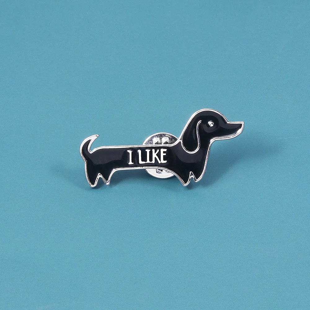 Cartoon Cute Dachshund Dog I LIKE Enamel Pins Badge Brooch For Cartoon Fans Woman Man Lapel Pin Jewelry Accessories Gifts