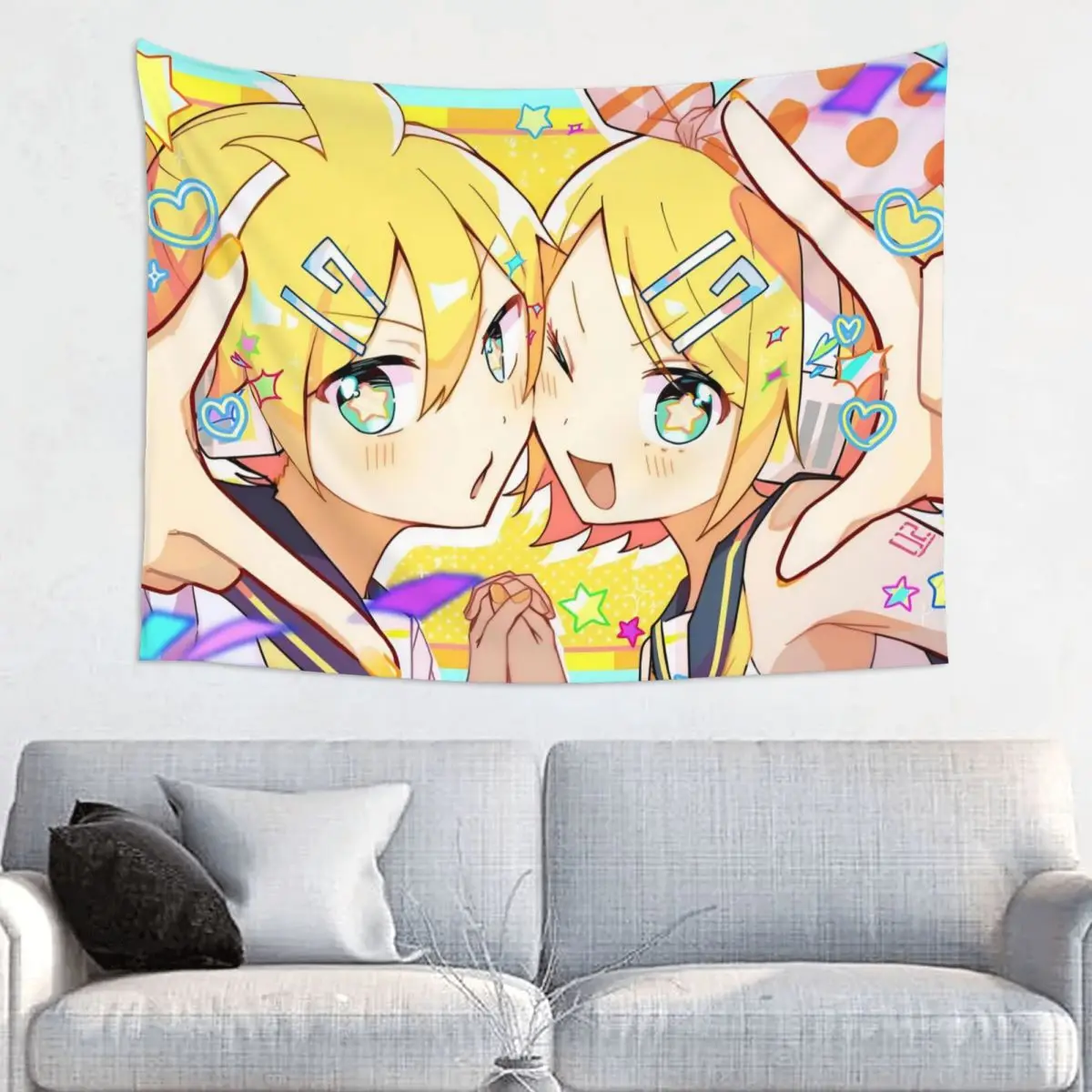 Vocaloid Kagamine Rin نسيج الهبي البوليستر الجدار الشنق غرفة الديكور الستار السحر المفروشات