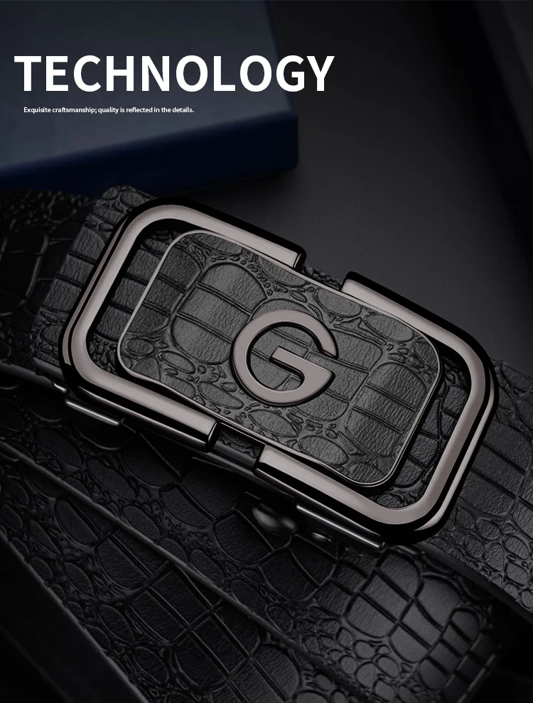Herrengürtel 3.3, ohne Zähne, ohne Löcher, ohne Karte, Gürtel für den Innenbereich, Freizeitmode, Gürtel mit automatischer Schnalle, personalisierter Gürtel, einfacher Gürtel – Detail 4