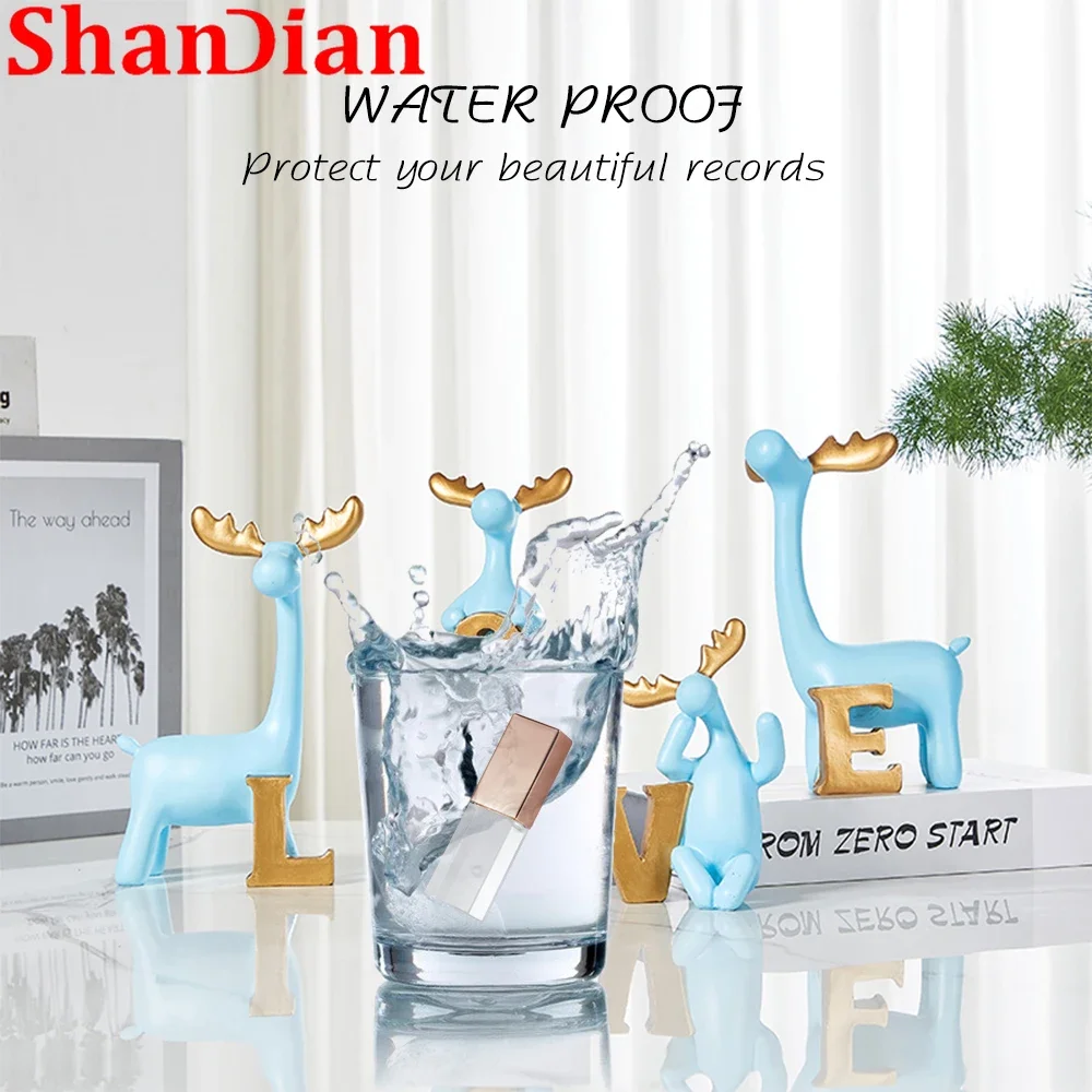 SHANDIAN Rose Gold Crystal USB Flash Drive 2.0 with Box USB Memory Stick Pen Drive Custom Logo (1 Pieces Free LOGO) U Disk