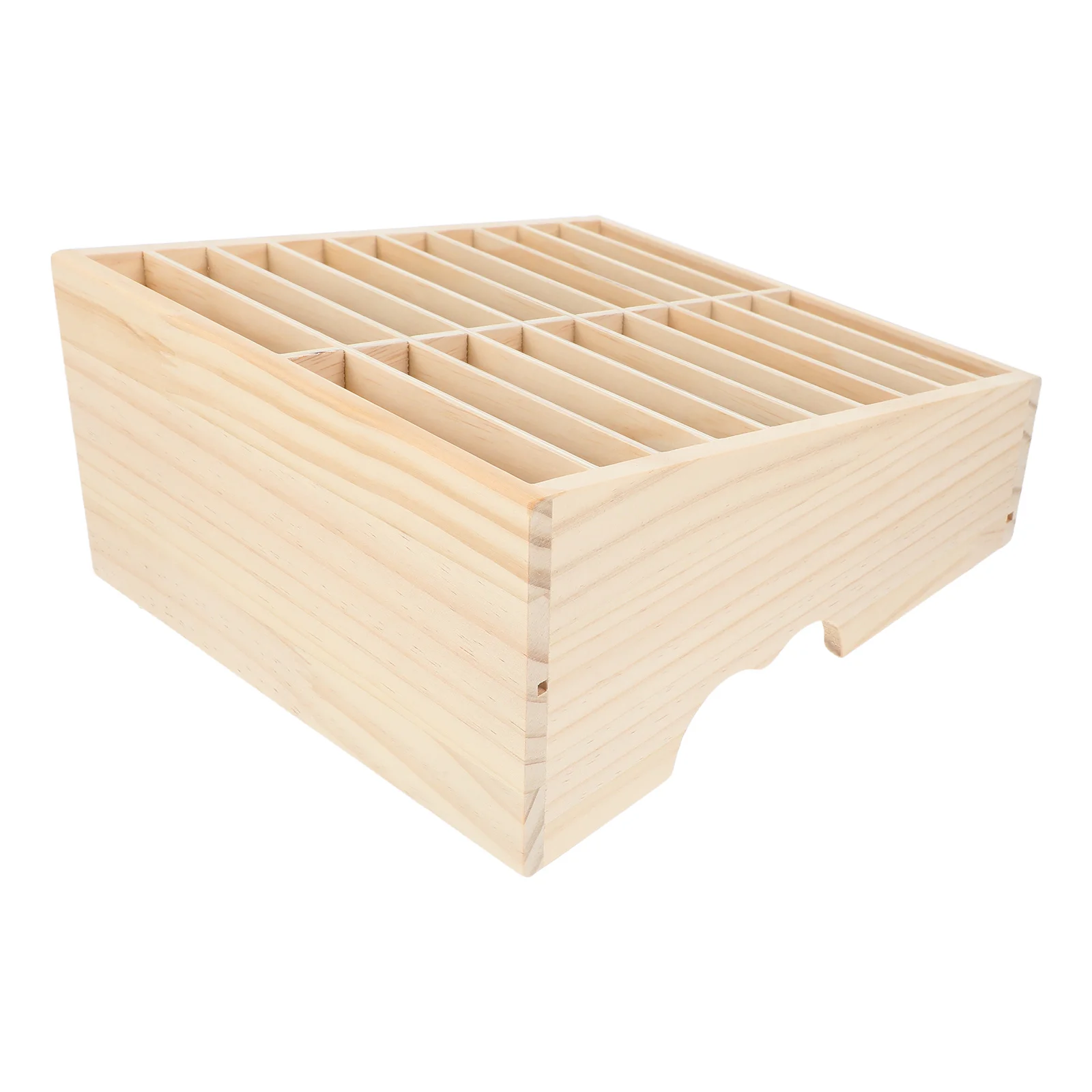 

Stepped Storage Box Classroom Phone Holder Cell Stand Desktop Organizer Rack Wooden Office