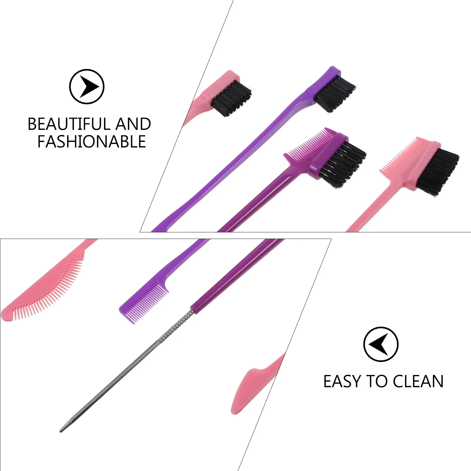 4 個の眉毛グルーミングブラシ、定義された眉毛とカールしたまつげのための両用まつげコーム、高品質の ABS とナイロン素材