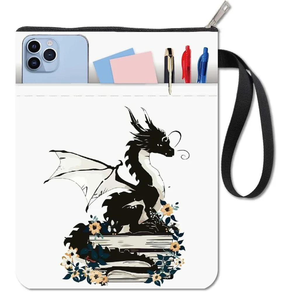 Dragon Book Covers Flower Book Protector Book Sleeve for Paperbacks Washable Fabric Cloth Book Cover with Zipper and Sleeve