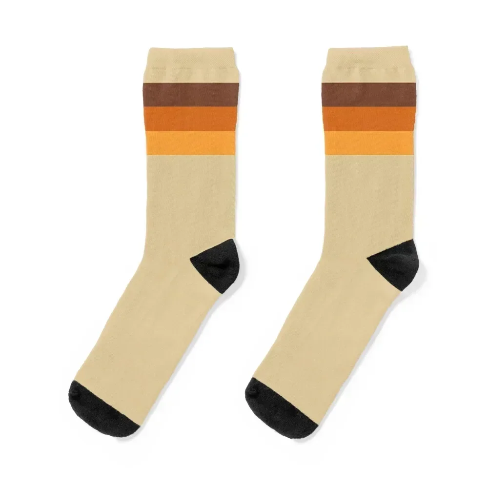 

70s 70’s Stripes Brown Orange Yellow Socks retro soccer anti-slip men cotton high quality cute Socks Women Men's