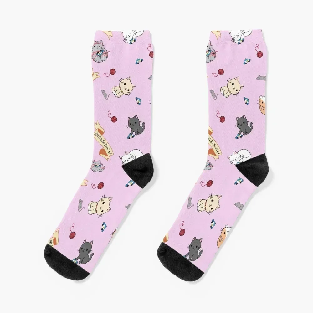 

All Cats Are Beautiful pink Socks Run Stockings man Rugby sports stockings Men's Socks Women's