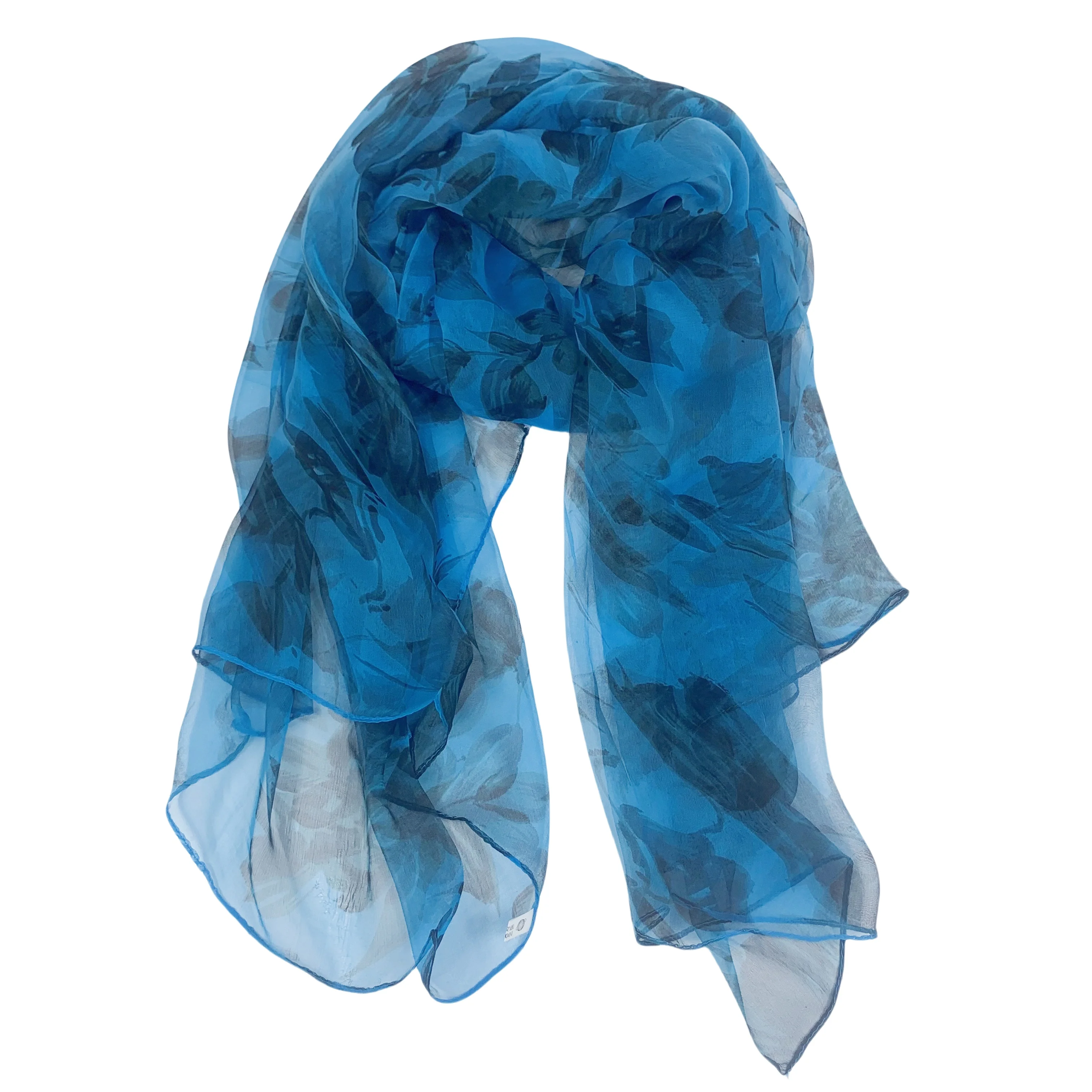 100% pure silk scarf scarves brand new fashion scarves 110Cm*180Cm Neckerchief hijabs long silk scarves purple blue leaves