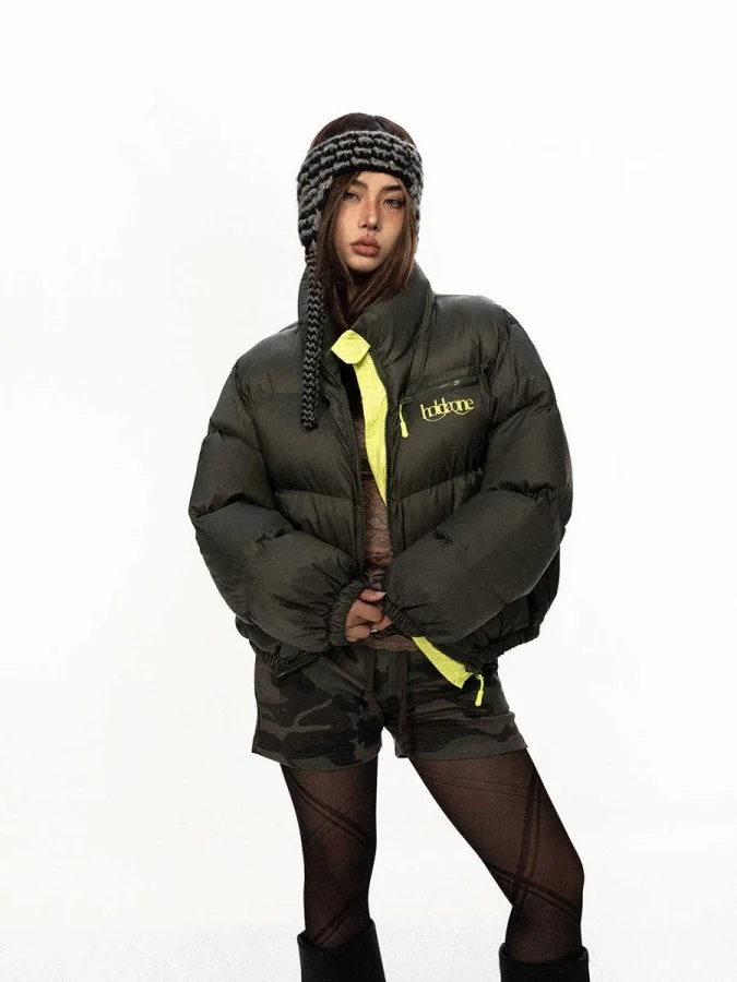 

plus Size Street Sle Cotton Jaet Women's Loose Thiened Stand Collar Warm Coat Winter Faion Casual Long Sve Zipper