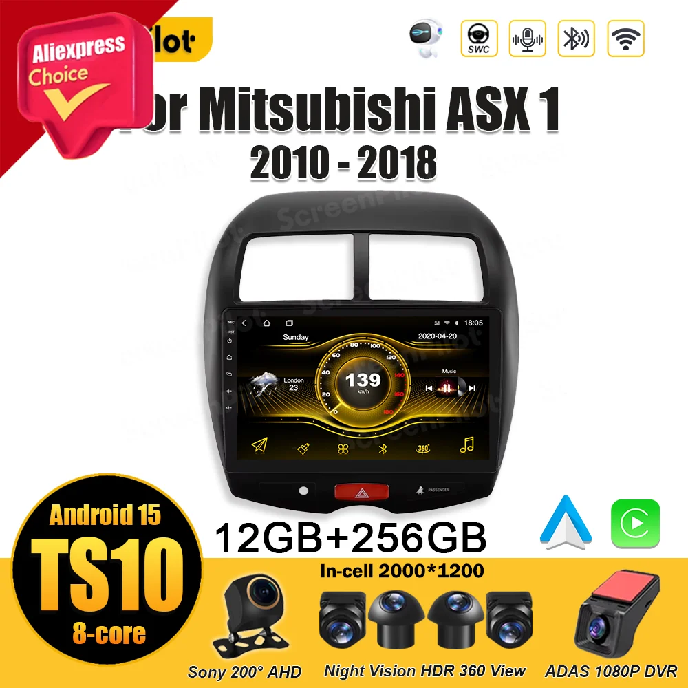 

Android 15 For Mitsubishi ASX 1 2010 - 2018 Car Radio Stereo Head Unit Carplay Mirror Link Touch Screen GPS Navigation RDS Wifi