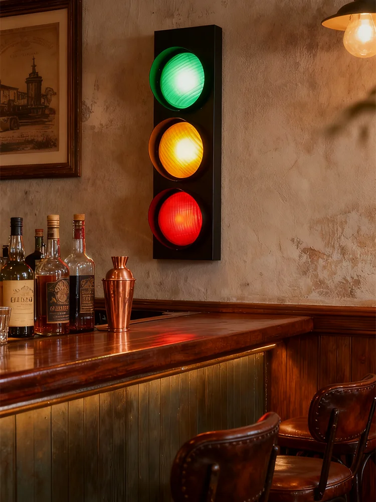 Applique murale LED sans feu de circulation avec télécommande, 3 couleurs, Signal réglable, éclairage de décoration de Restaurant Vintage