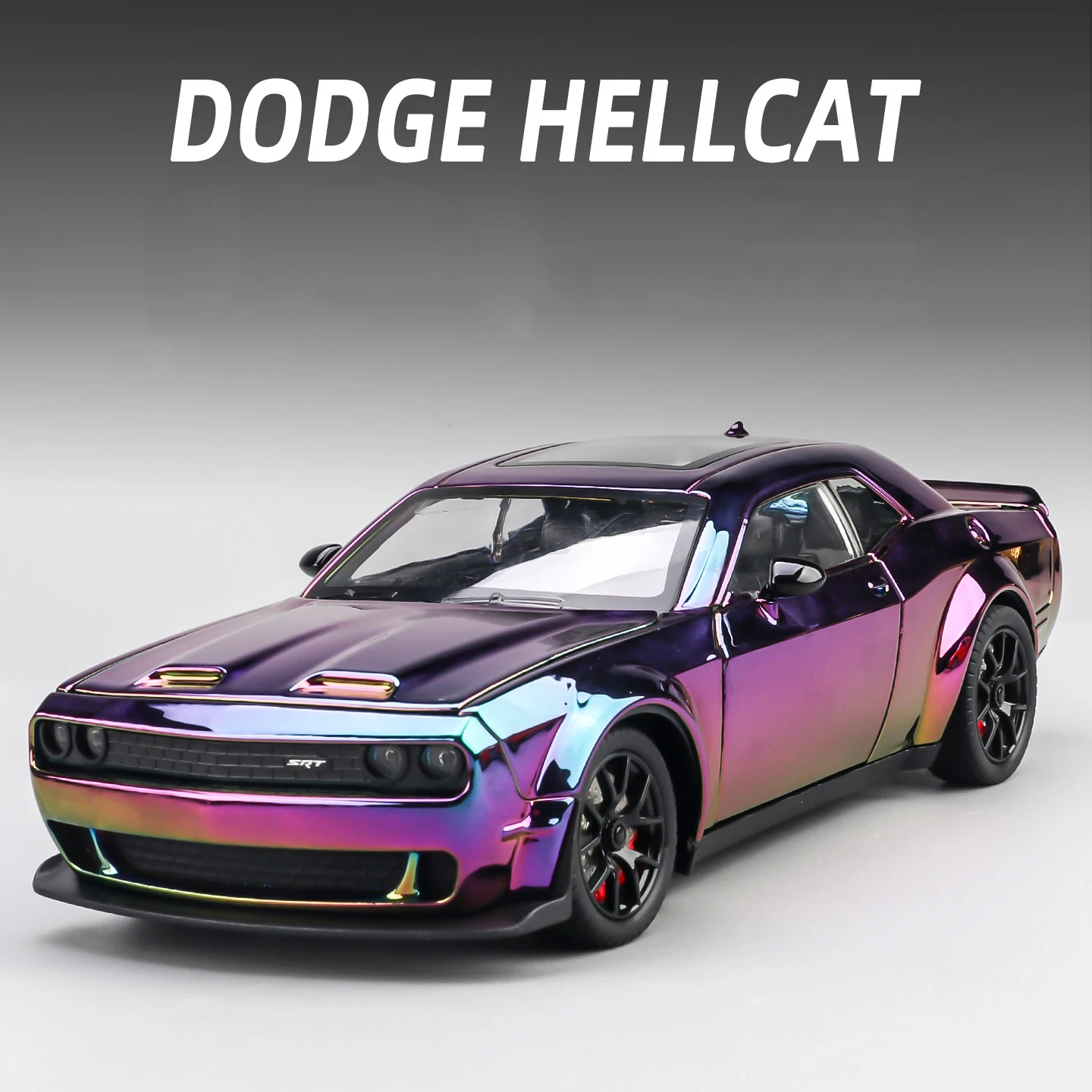 

1:24 Dodge Challenger Hellcat Redeye Alloy Car Model Sound and Light Pull Back Children's Toy Collectibles Birthday gift
