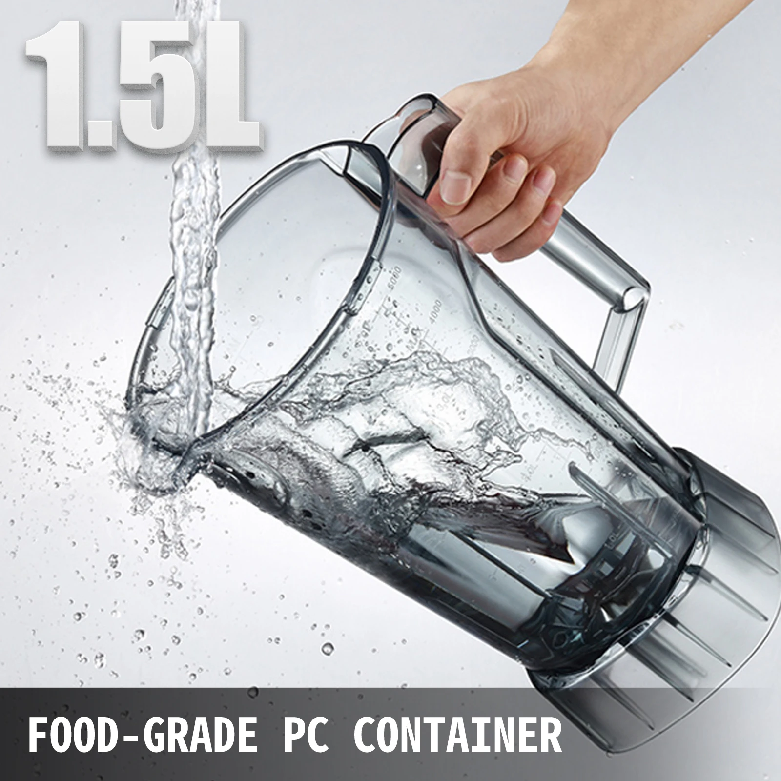 VEVOR Standmixer 1500W, Smoothie Mixer 1,5 L, Hochleistungsmixer 4400-20000 U/min, Smoothie Maker 270 mm x 225 mm x 475 mm, Kommerzieller und Weißer Standmixer mit dreidimensionalen Klingen