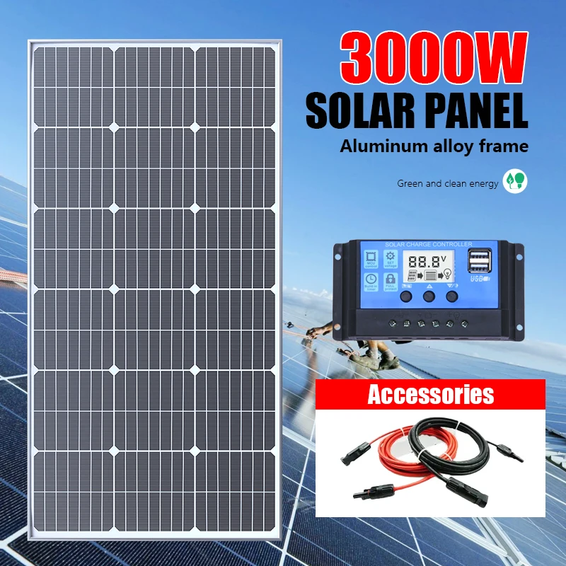 3000W Solar Panel 18V High Efficiency Portable Power Bank Flexible Charging Outdoor Solar Cells for Home/Camping