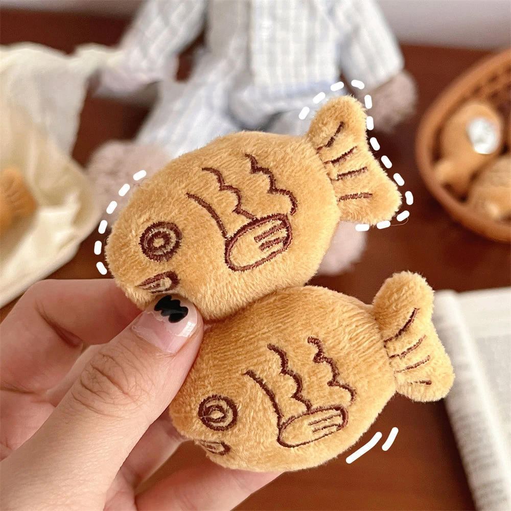 Kawaii Mini Snapper Plush Brooch Badge Taiyaki Design Backpack Bag Clothes Pin DIY Personalized Pendant Home Garden Decoration