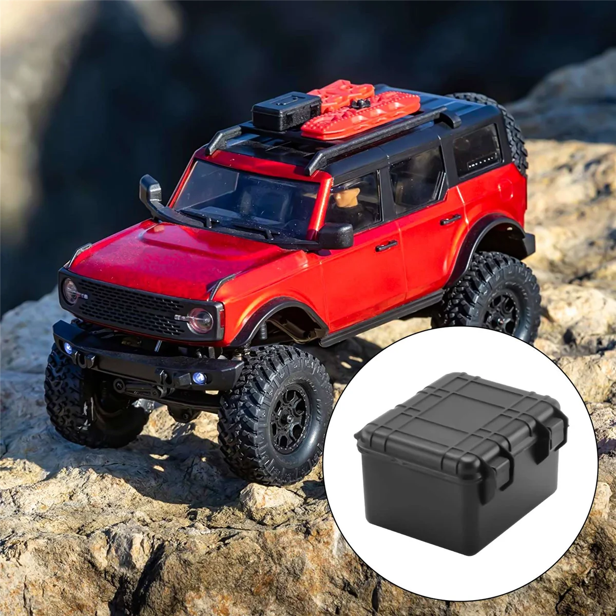 BAAA-3Pcs Plastic Rc Car Storage Box Decoration Tool for Traxxas Trx4 Axial Scx10 90046 D90 1/10 Rc Crawler Accessories Black
