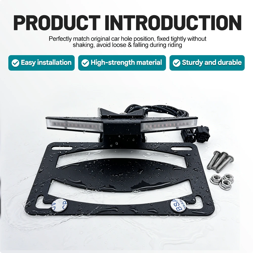 Fit for Yamaha R1 / R1M 2021-2025 Waterproof Adjustable License Plate Holder with Integrated LED Light & Hardware Set