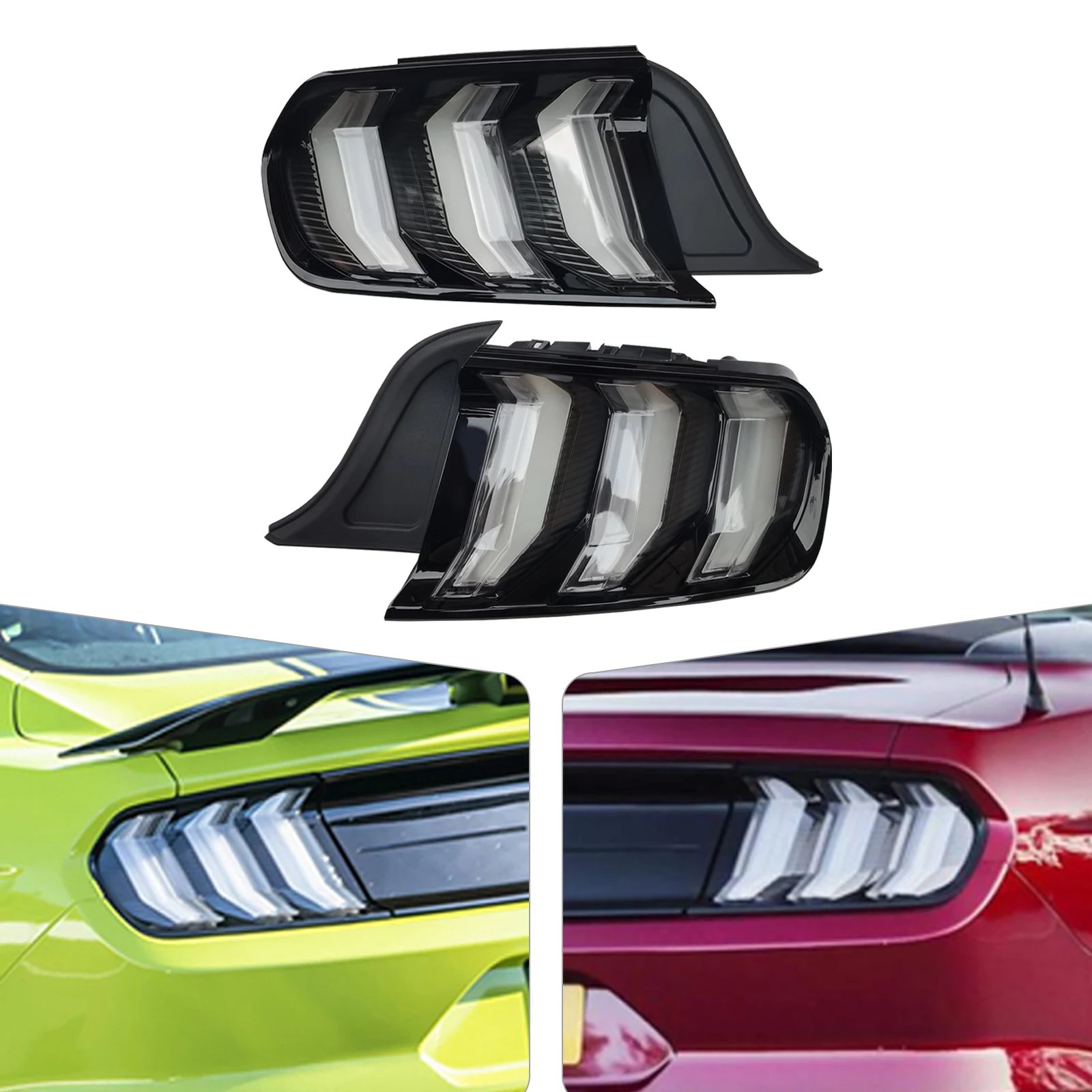 Fits For 2015 2016 2017 2018 2019 2020 2021 2022  Ford Mustang Tail Lights LED Sequential Turn Signal Smoke Clear Euro Style