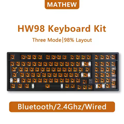 HW98 Gaming Keyboard Custom Barebones Kit Programmable Software, RGB 3/5 Pin Compatiable Hot Swappable Keyboard 98% for Win/Mac