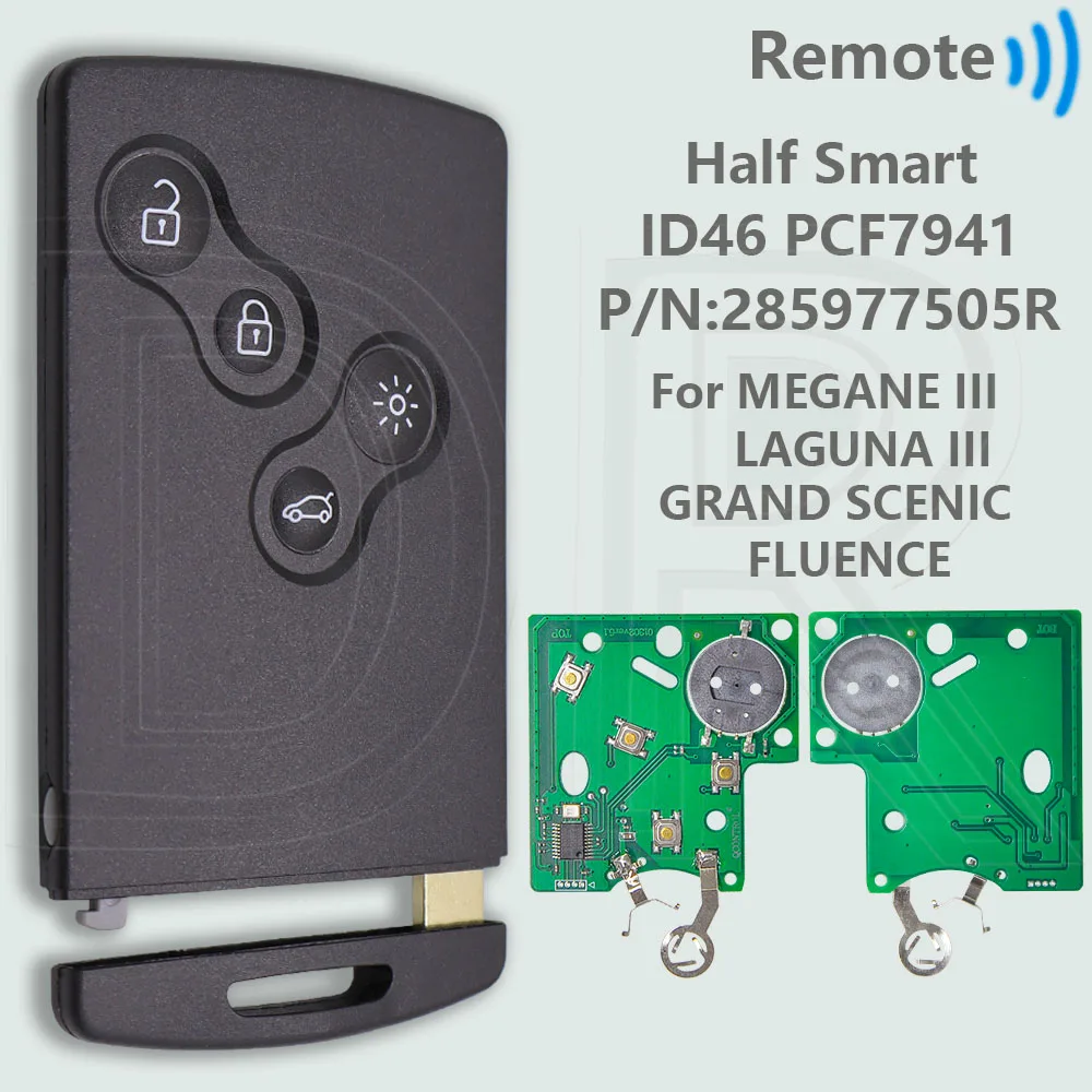 DR Half Smart/Handsfree ID46 4A PCF7953M Slimme Auto Afstandsbediening Sleutel Voor Renault Megane Laguna Grand Scenic fluence Clio IV Captur - afbeelding 1