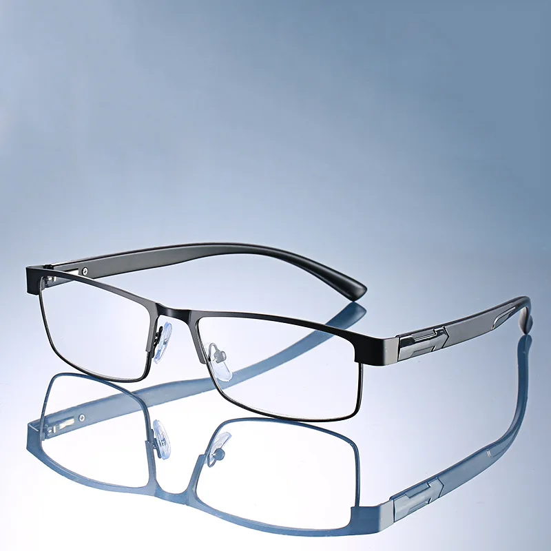 1Pc Reading Glasses for Men Blue Light Blocking Computer Anti UV Metal Frame Eyeglasses With Spring Hinge for Mid and Near Range