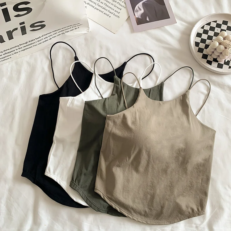 

Женский жилет с Intered на бретелях, летняя внутренняя одежда, базовый слой, верхняя одежда, белый топ-труба, нейлон, смесь спандекса