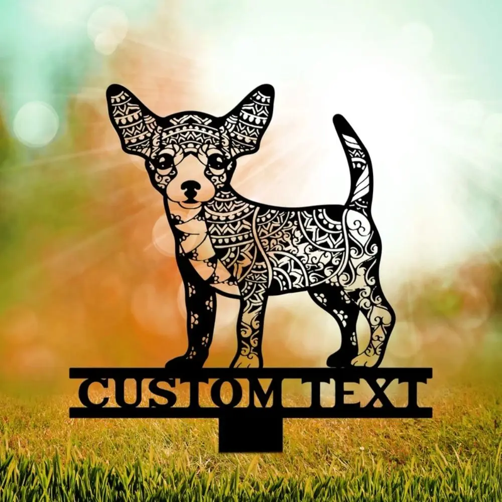 

Hollow Out Chihuahua Garden Yard Sign Cute Waterproof Metal Chihuahua Garden Stake Durable Creative Animal Silhouette Statue