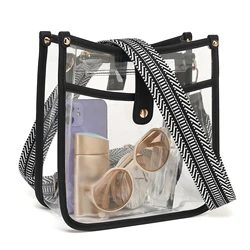 Fashion Clear Crossbody Bag Stadium Certification Satchel Bag Messenger Bag- Women Transparent Bag with Adjustable Guitar Strap