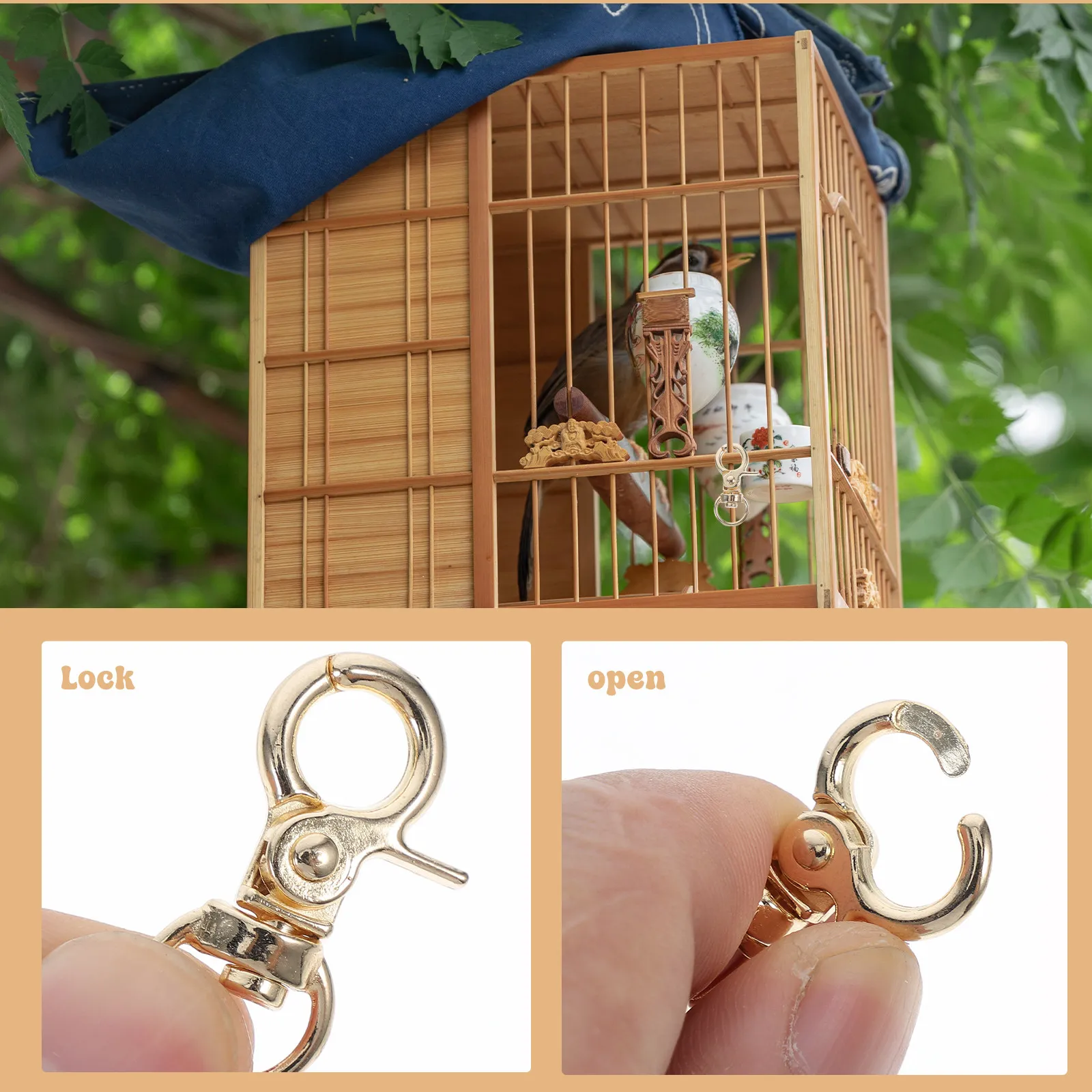 10 pcs Bird Cage Parrot Halloween Christmas New Year Animal Shelter Bird Cage Lock Buckle Zinc Alloy Anti-escape Door Safety