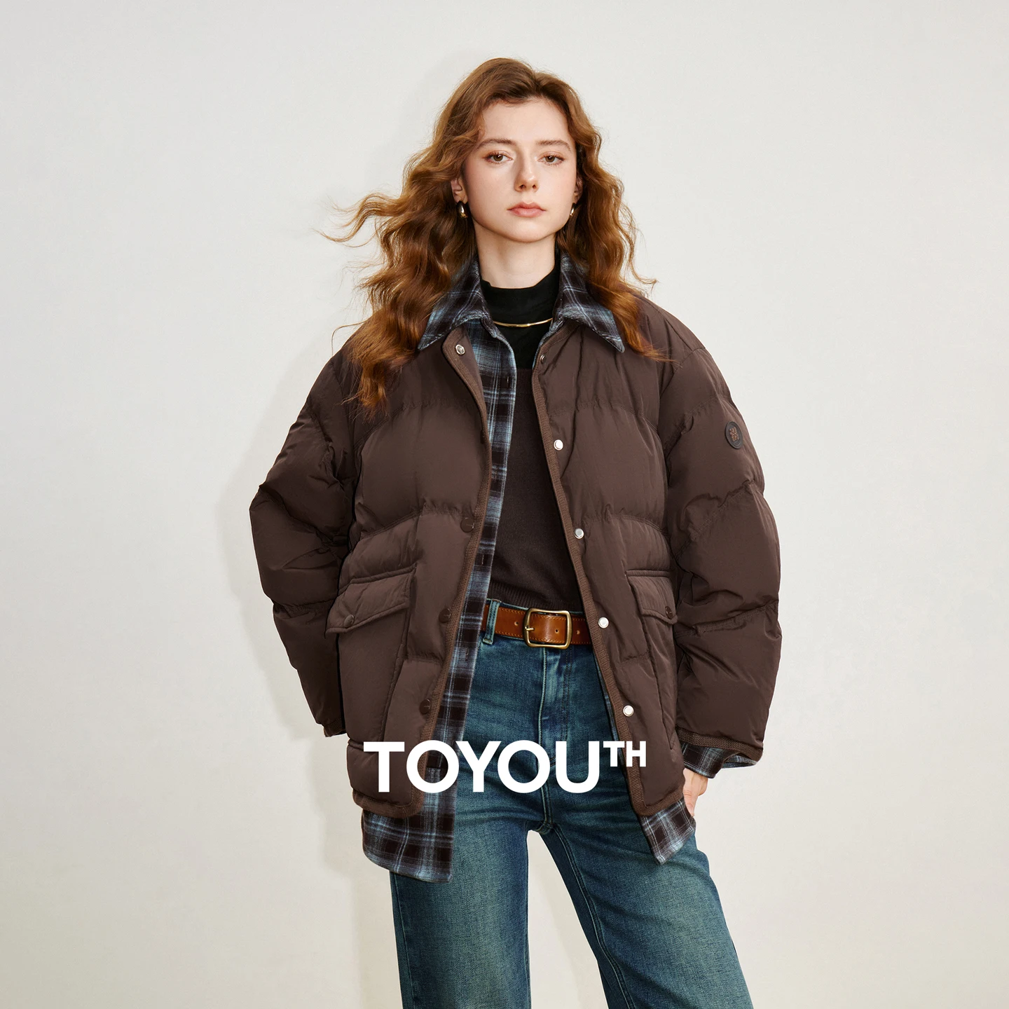 TOYOUTH المرأة أسفل سترة 2025 شتاء جديد 90% الأبيض بطة أسفل الربط كاوبوي وهمية قطعتين معطف دافئ