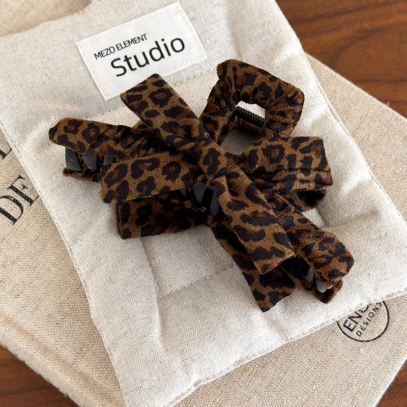 Jepit Rambut Motif Leopard Musim Gugur/Dingin untuk Wanita, Jepit Rambut Premium Model Shark Clip Besar, Gaya Baru 2025, Jepit Rambut Belakang Kepala, Aksesoris Rambut