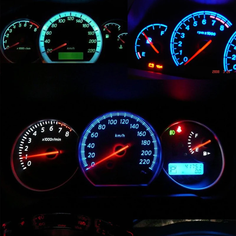 10PCS Car LED Instrument Lights  T5 12V  Dashboard Indicator Wedge Bulbs Motorcycle Indicator/Signal/Reading Lights Auto Parts