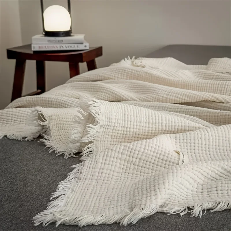 Large Throw Blankets Made of 100% Cotton Muslin for Adults,Featuring A Breathable and Lightweight 4-Layer Design,For Travel,Home