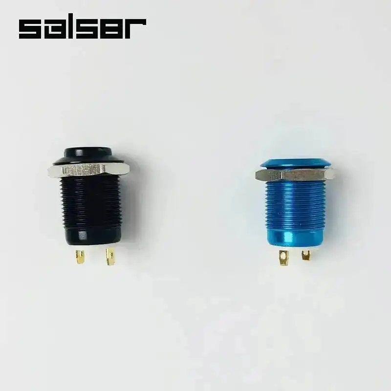 10 Peças Botão de Pressão Metálico de 12mm Anodizado Vermelho Azul Verde Preto Amarelo à Prova d'Água com Cabeça Plana Alta e Fixação Momentânea