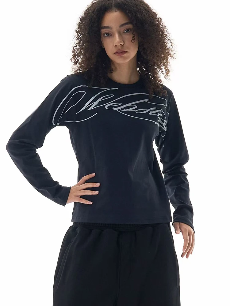 

Мужская уличная рубашка в стиле хип-хоп 2000-х годов с буквенным принтом Y2K, мужская футболка большого размера в стиле ретро, готический хлопковый топ с круглым вырезом и длинными рукавами