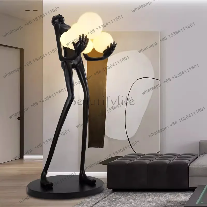 Holding the ball human body sculpture resin ornament simple modern humanoid floor