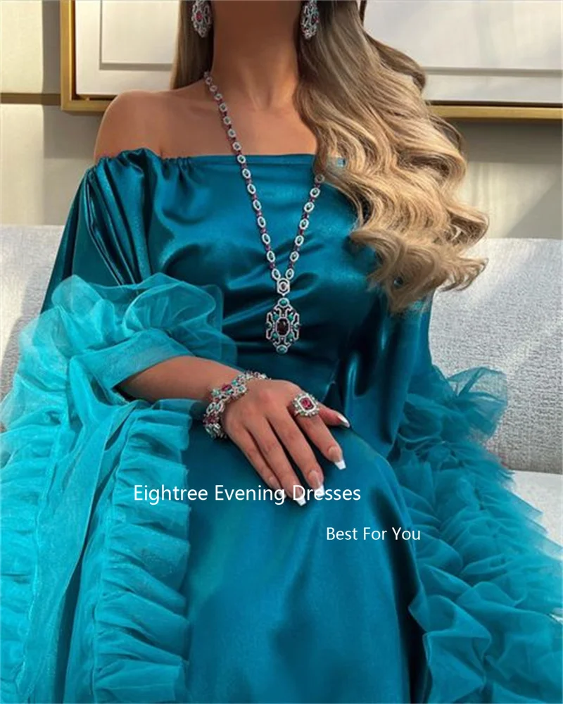 Eightree Luxury Evening Dresses Satin Strapless Ruffles Abendkleider Dubai Long Formal Party Dresses Dresses For Women 2023