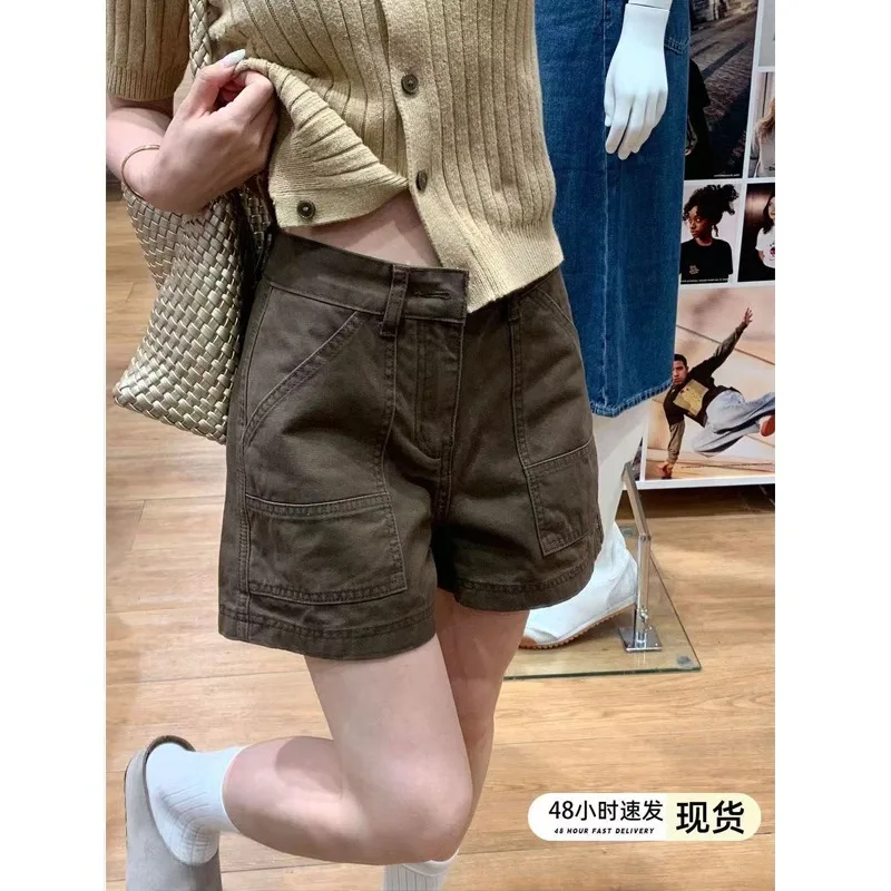Women's Shorts Denim Shorts Loose Fit Brown Utility Shorts Casual Streetwear Hip Hop Jean Shorts Summer Fashion New