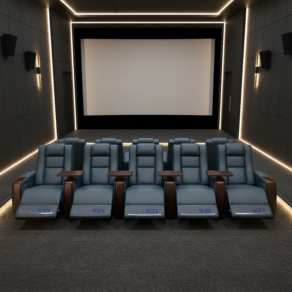 5 Seaters Reclining Sofas Home Cinema Seating Matt Wooden Armrest Cinema Electric Recliner Sofa Theater Living Room Furniture