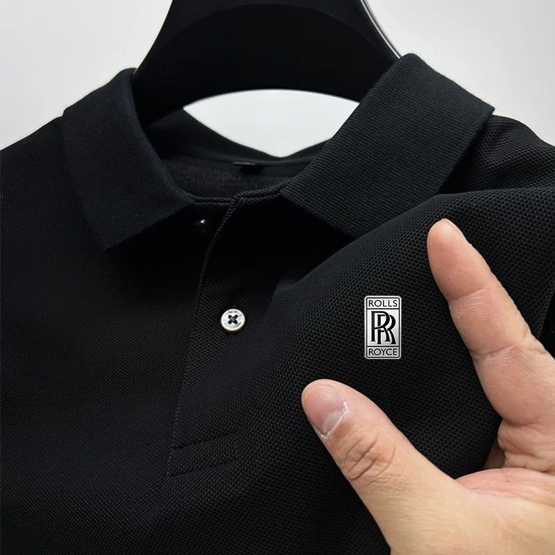 2024 Summer high necked men\'s polo shirt breathable casual, fashionable business sports short sleeved polo shirt men\'s clothing