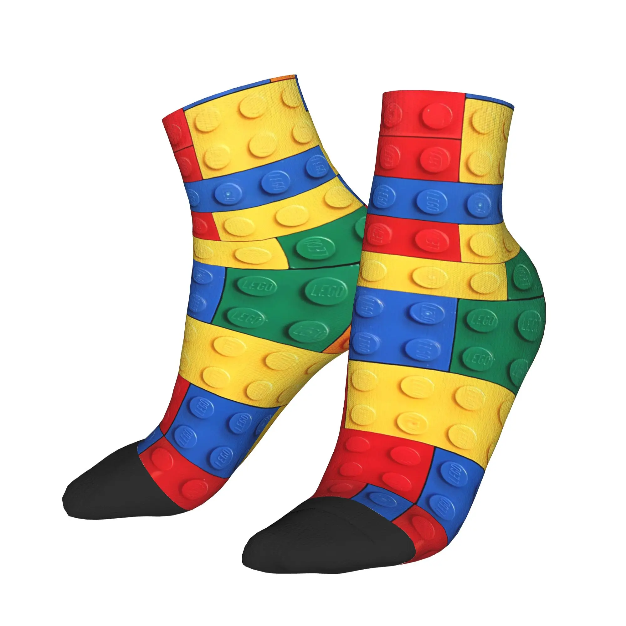 Men's Socks Colorful Building Blocks Pattern Funny Quality Ankle Sock Spring  Pattern Running Sports Anti Bacterial Socks