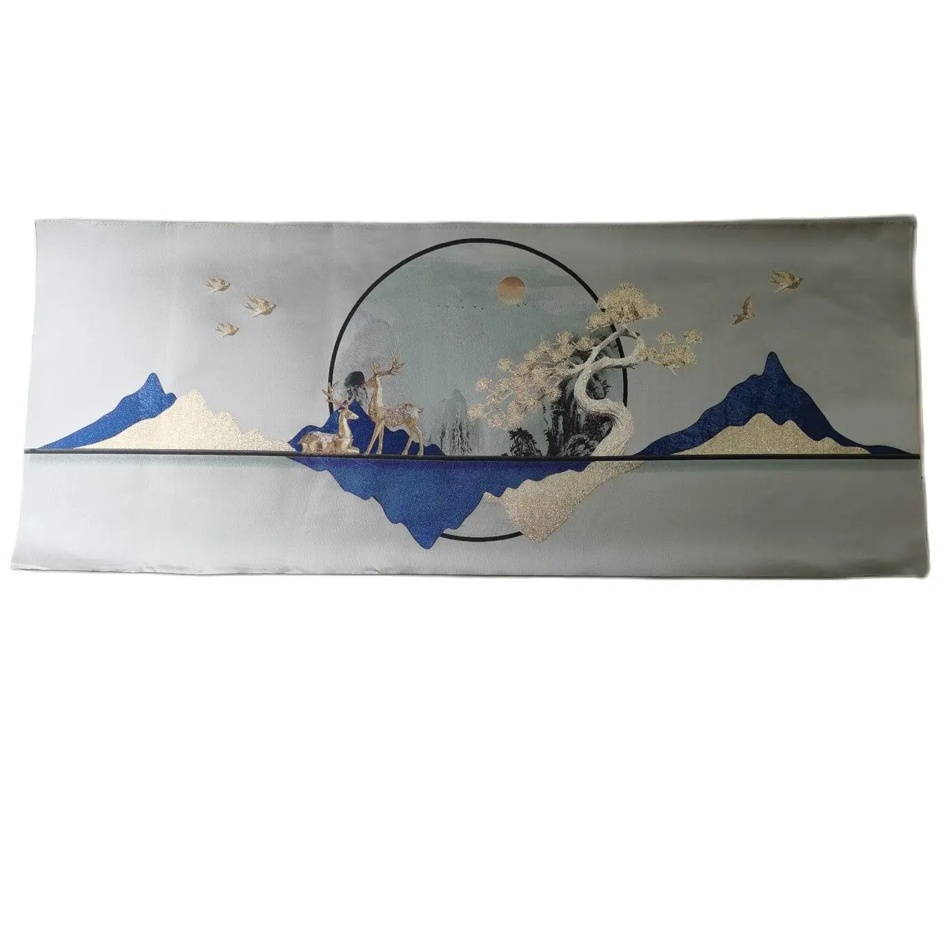 

Chinese hand embroidery brocade picture porch background wall decoration design craft painting