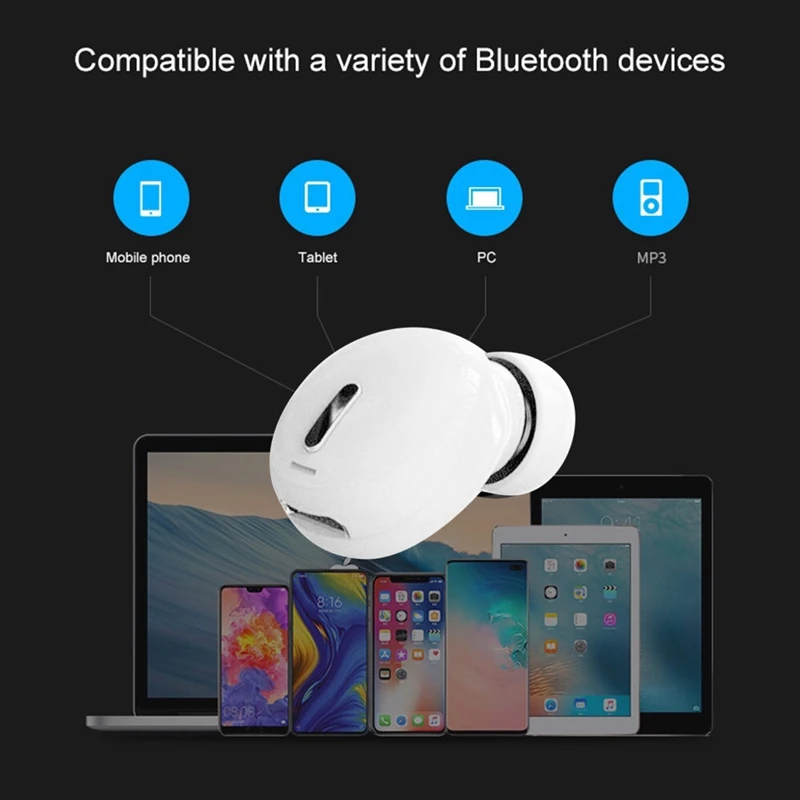 หูฟังบลูทูธมินิชนิดใส่ในหู 5.0 พร้อมไมโครโฟนแฮนด์ฟรีหูฟังสเตอริโอหูเดียวปลั๊กอุดหูธุรกิจ