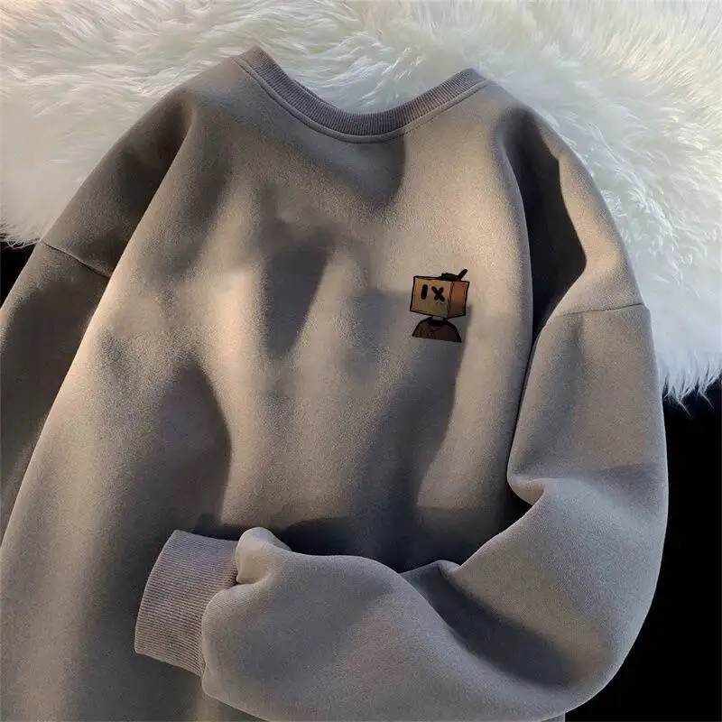 

Loose Fit Pure Cotton Sweatirt for Men And Women Autumn Winter Trendy Casual round Ne Long Sve T-irt Big Size